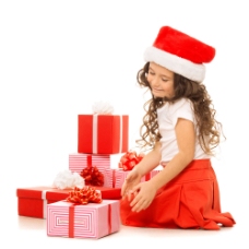 圣诞女孩圣诞小女孩与礼盒图片