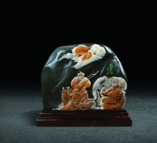 草原牧歌寿山石雕摄影图片