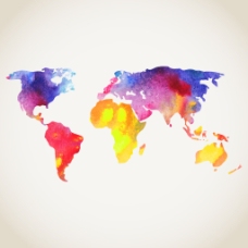 七彩的世界地图矢量素材