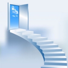 楼梯通往天空的矢量图形插画