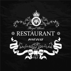 餐厅皇冠花纹丝带菜单图片