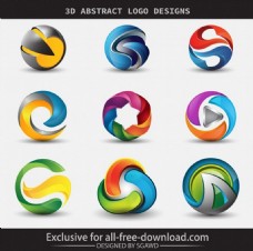 3D设计3d文摘logo设计自由向量