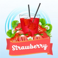 卡通草莓果汁饮料图片
