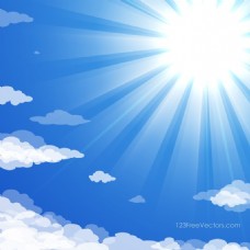 蓝天与云的太阳射线背景图像
