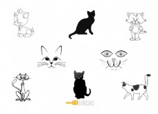 可爱的卡通猫咪、猫脸Photoshop笔刷下载