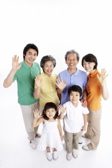 大自然幸福快乐的一家人在挥手图片