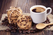 咖啡杯饼干与咖啡图片