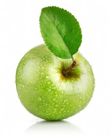 绿色叶子新鲜青苹果图片