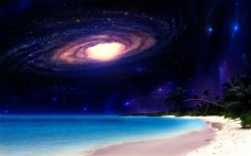 星系梦幻海边星空图片