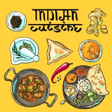 印度料理插画矢量设计