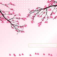樱桃园粉红的樱花树村矢量背景图案