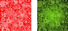 红绿花卉背景设计