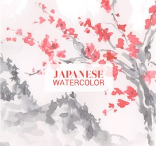 日本水彩树木素材