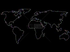黑色背景下的世界地图
