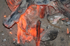 木柴燃烧后的木炭