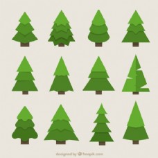 圣诞节大几何的绿色色调的冷杉树