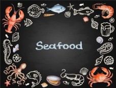 手绘海洋生物菜单图片
