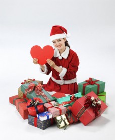 礼物盒中的圣诞女孩图片
