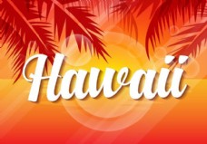 旅行海报免费夏威夷日落矢量插画