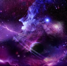 星系紫色电光星空