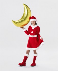 月亮气球与圣诞女孩图片