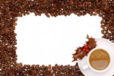 咖啡杯咖啡豆背景边框图片