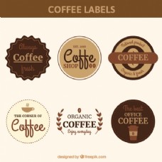咖啡杯六杯咖啡徽章