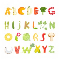 豌豆草莓字母艺术字矢量图