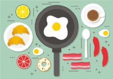 健康饮食平炒鸡蛋早餐矢量图