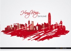 香港市建筑涂成红色