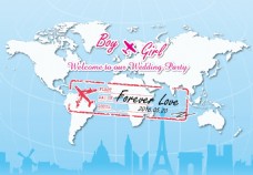 旅游签证婚礼背板世界风