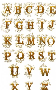 金色花纹字母