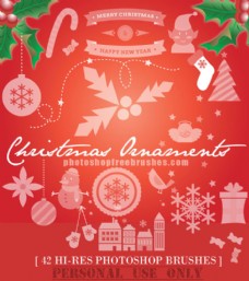 42种高清圣诞节装扮元素Photoshop笔刷下载