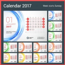彩色曲线2017年日历表图片1