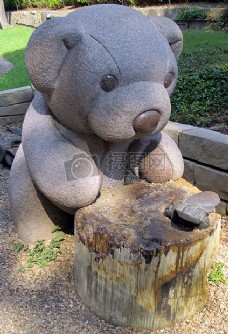 放在公园的熊石像