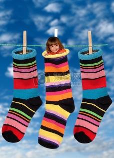 快乐女孩女孩多彩快乐孩子娱乐服装线袜子衣夹隐藏丝袜好心情
