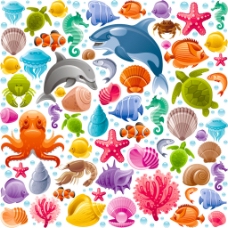海洋动物无缝背景图片