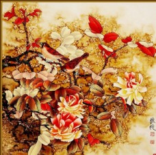 国画牡丹高清中国风牡丹花鸟工笔画