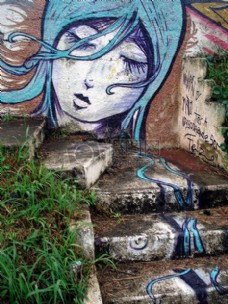 女人，蓝色，主题，街头艺术