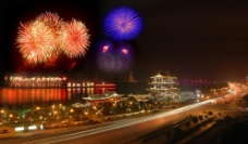 长沙 湘江 节日 夜景图片