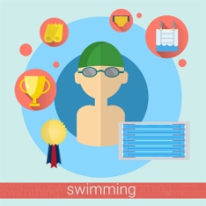 游泳冠军按钮图标图片