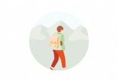 远山徒步旅行的插图