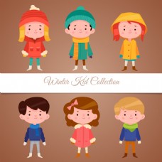 可爱的儿童与冬季衣服
