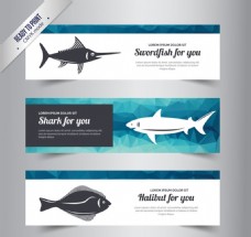 海洋鱼类banner矢量素材