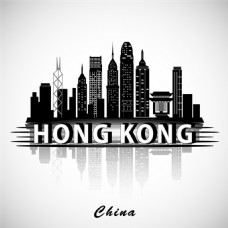 建筑素材香港建筑群剪影矢量素材