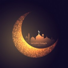 美丽的月亮和清真寺设计