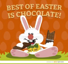 复活节兔子吃巧克力壁纸