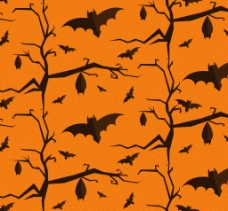 卡通橙色图案与黑蝙蝠树