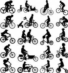 自行车运动运动休闲类自行车剪影矢量素材