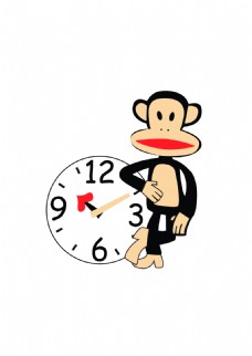 卡通猴子和钟